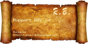 Ruppert Béla névjegykártya